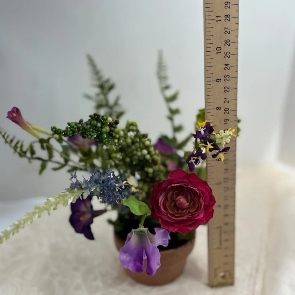 Faux Floral Arrangement in Terra Cotta Pot – Elegant Home Decor